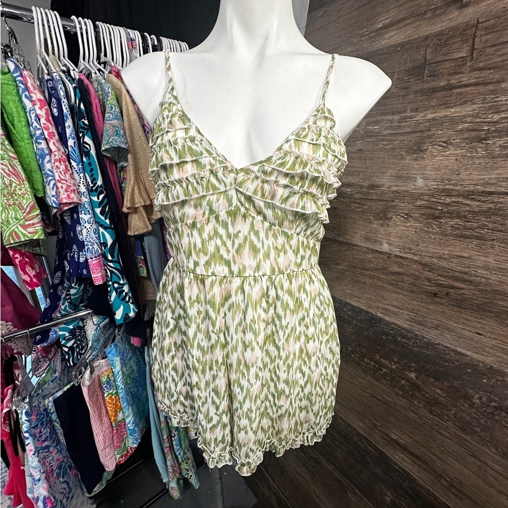 Francesca's Collections Sage Green Cream Romper